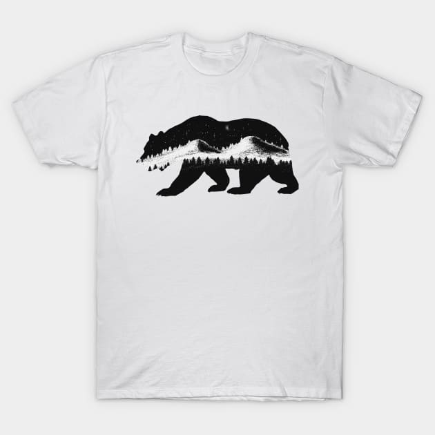 Bear at Night T-Shirt by whizzerdee